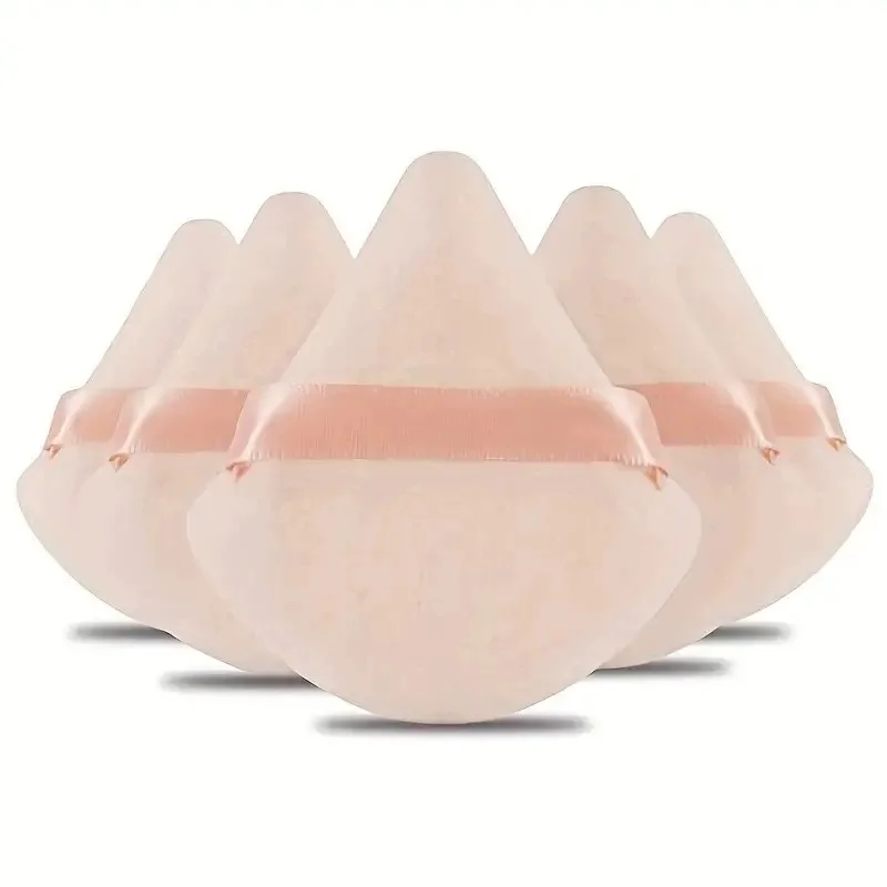 5 pçs triângulo reunindo puff e caixa de armazenamento sopro seco solto pó puff alavancao maquiagem dupla face super macio pó puff