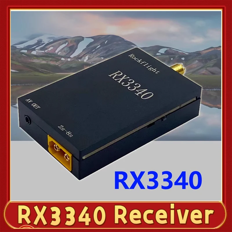 

SLONWAKE 3.3G RX3340 VRX Receiver Supports 2-8S Power 16CH 3310~3495MHz Receiver suitable for long-distance video transmission