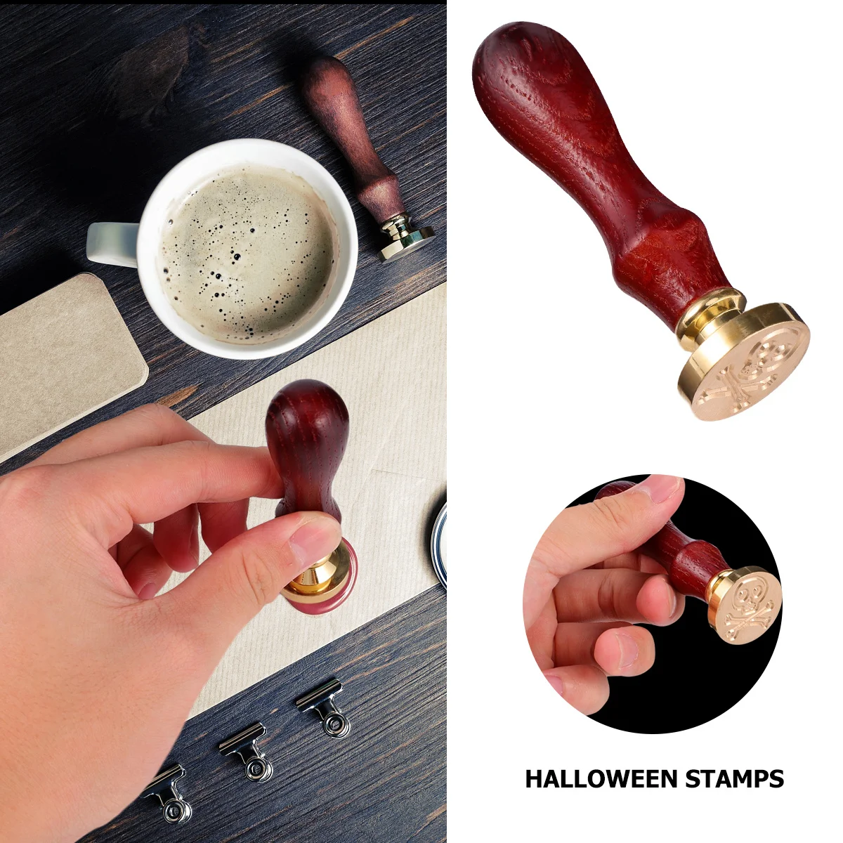 

Creative Halloween Skull Wax Seal Stamp Fire Color Stamper for Invitations Envelopes Craft Packaging Wax Seal Stamp
