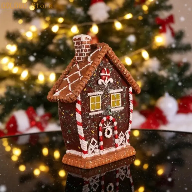 Resin Lighted Christmas Gingerbreads House Decors for Shelf Mantels Entryway D0LD