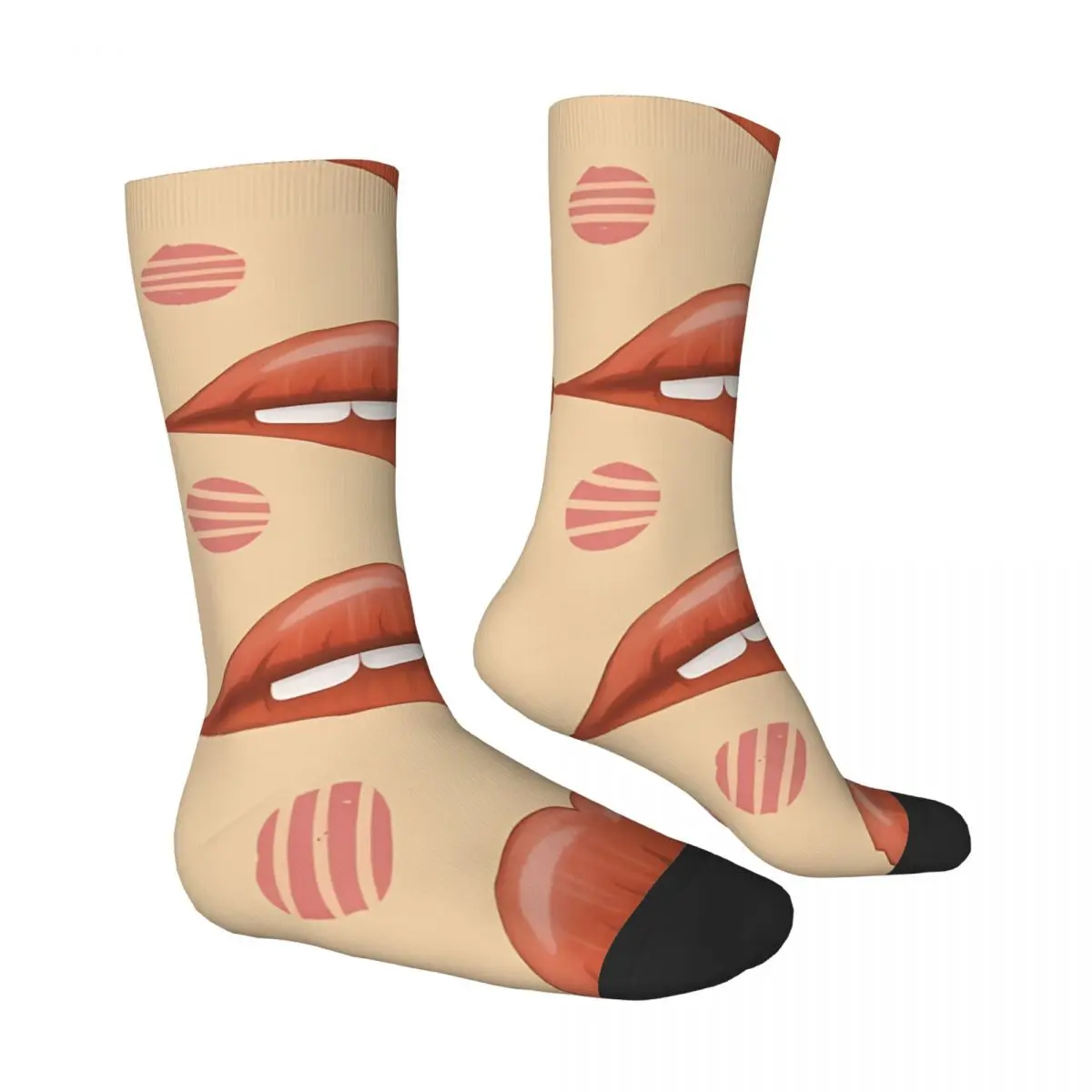 Hot Red Biting Sexy Lip Socks Male Mens Women Winter Stockings Harajuku