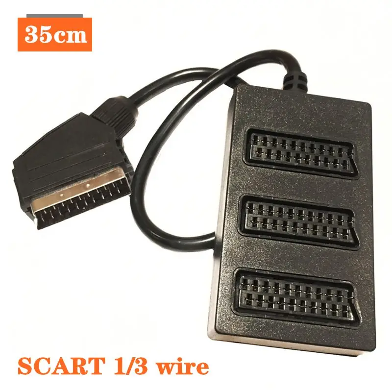 SCART 1/3 Wire 3WAY SCART SPLITTER Cable Audio And Video Cable European Standard 0.35 Meters