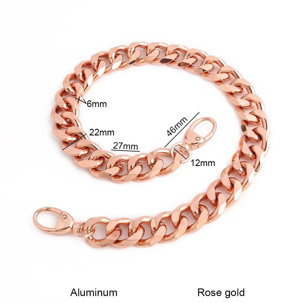 30-120cm Metal Bag Chain Strap with Buckle for Handbag Luxury Rose Gold Aluminum Chain for Purse Replacement Handle Straps