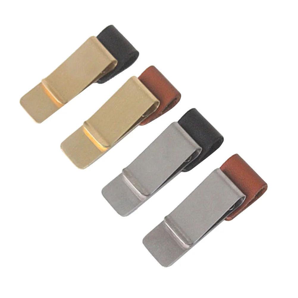 

4pcs Metal PU Pen Holder Brass Pencil Clip Vintage Dairy Notebook Pen Holder Spiral Loose Leaf Memo Clip - Size