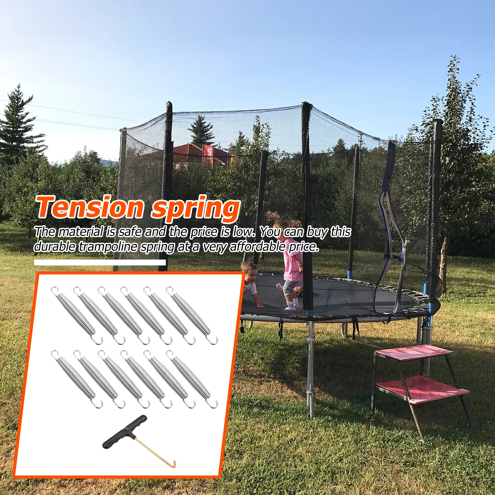

1 set Trampoline Springs Galvanized Steel Wire Spring For Bounce Enhancement Durable Rustproof Tension Spring With Hook Sturdy