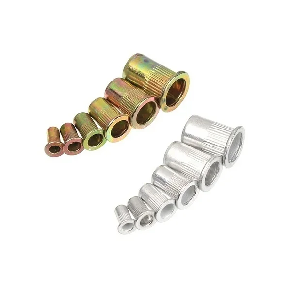 300PCS M3 M4 M5 M6 M8 M10 Carbon Steel Aluminum Flat Countersunk Head Rivet Nut Insert Rivnut Nutsert Flat Head Rivet Nut Set