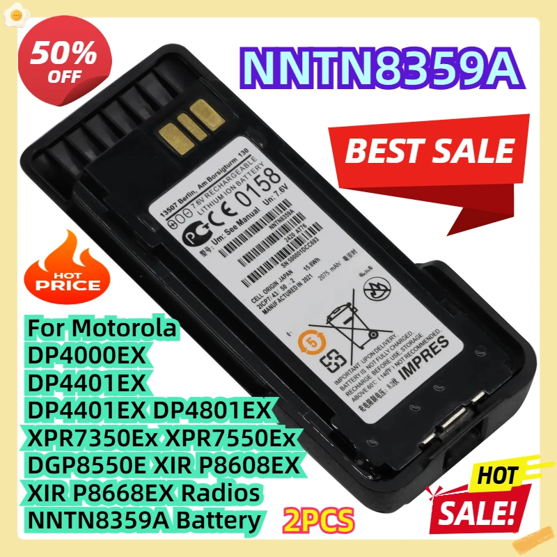 

For Motorola DP4000EX DP4401EX DP4401EX DP4801EX XPR7350Ex XPR7550Ex DGP8550E XIR P8608EX XIR P8668EX Radios NNTN8359A Battery