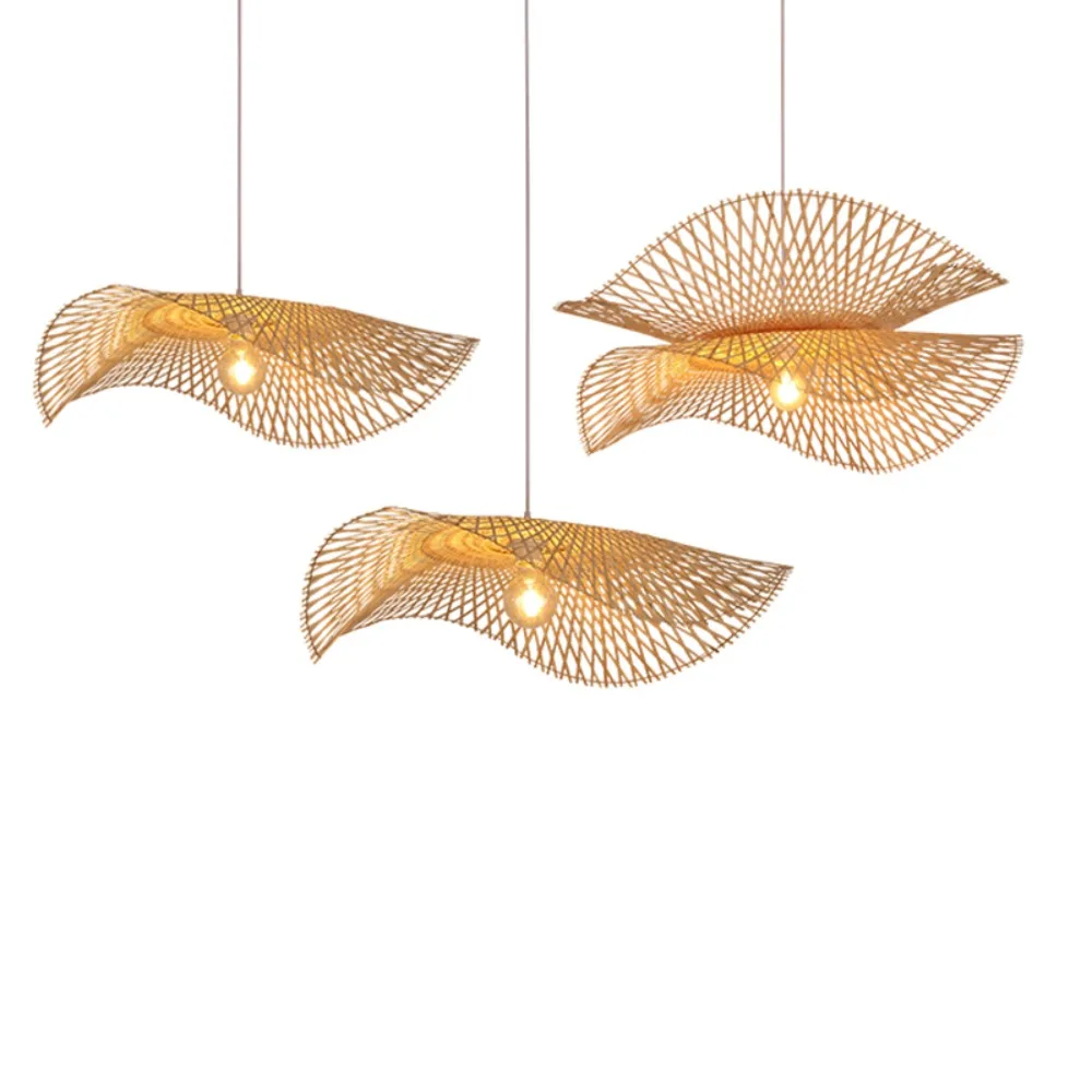 Bambus-Pendelleuchte, höhenverstellbar, handgefertigt, gewebt, 45/55 cm, für Kücheninsel, Bauernhaus, Esszimmer