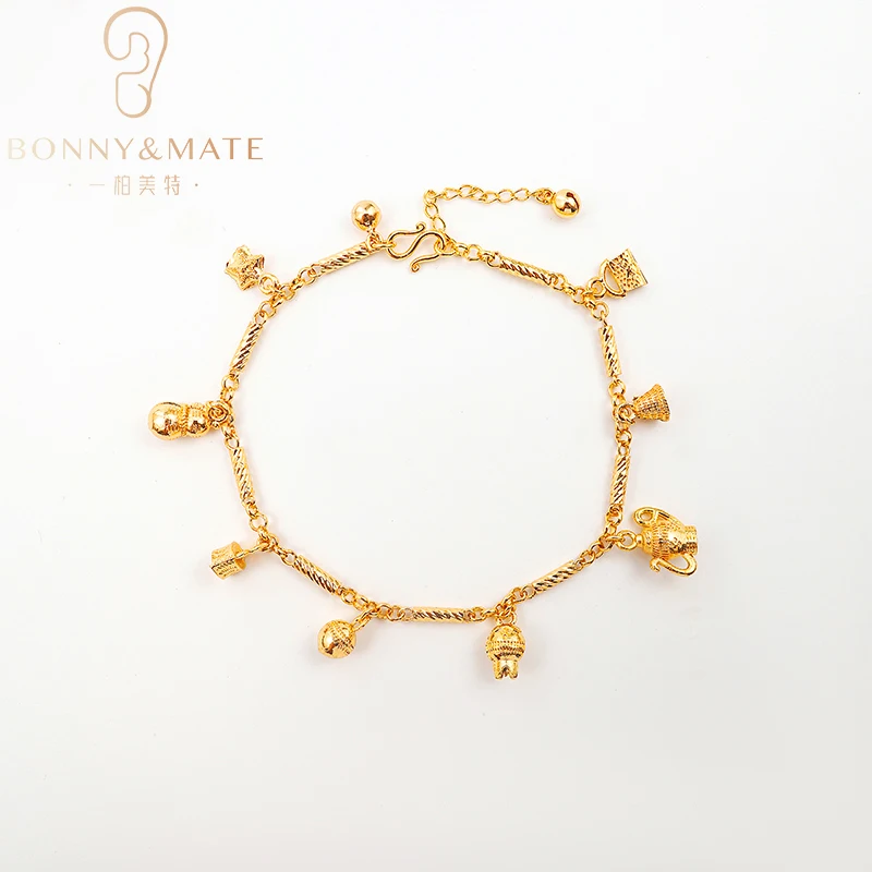 18K Gold Plated Woman Anklet Irregular Pendant Designer Fashion Jewelry Dubai Style Beach Jewelry