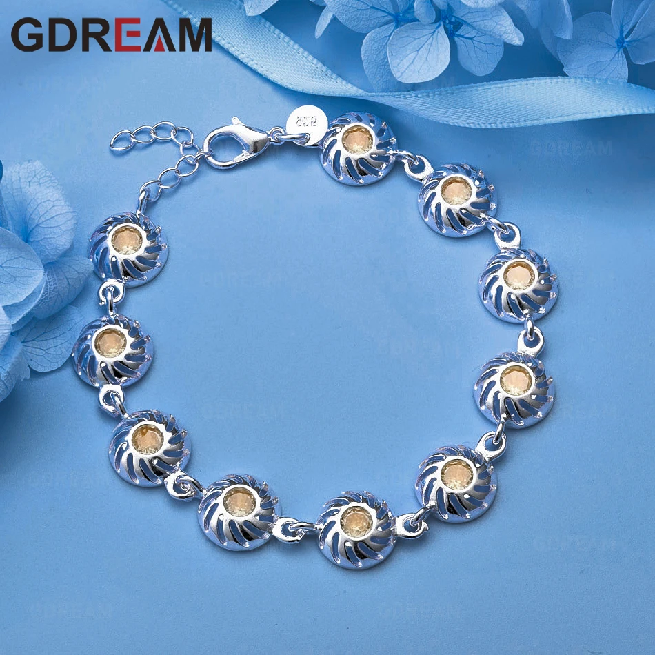 

GDREAM 925 Sterling Silver Orange Zircon Bracelet Trendy European And American Retro Party Accessories