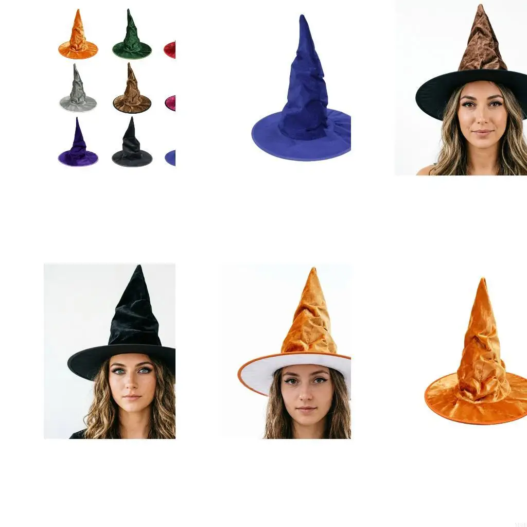 Role Play Witch Hat with Pointed Design and Wide Brimmed Costume Styling Y08E