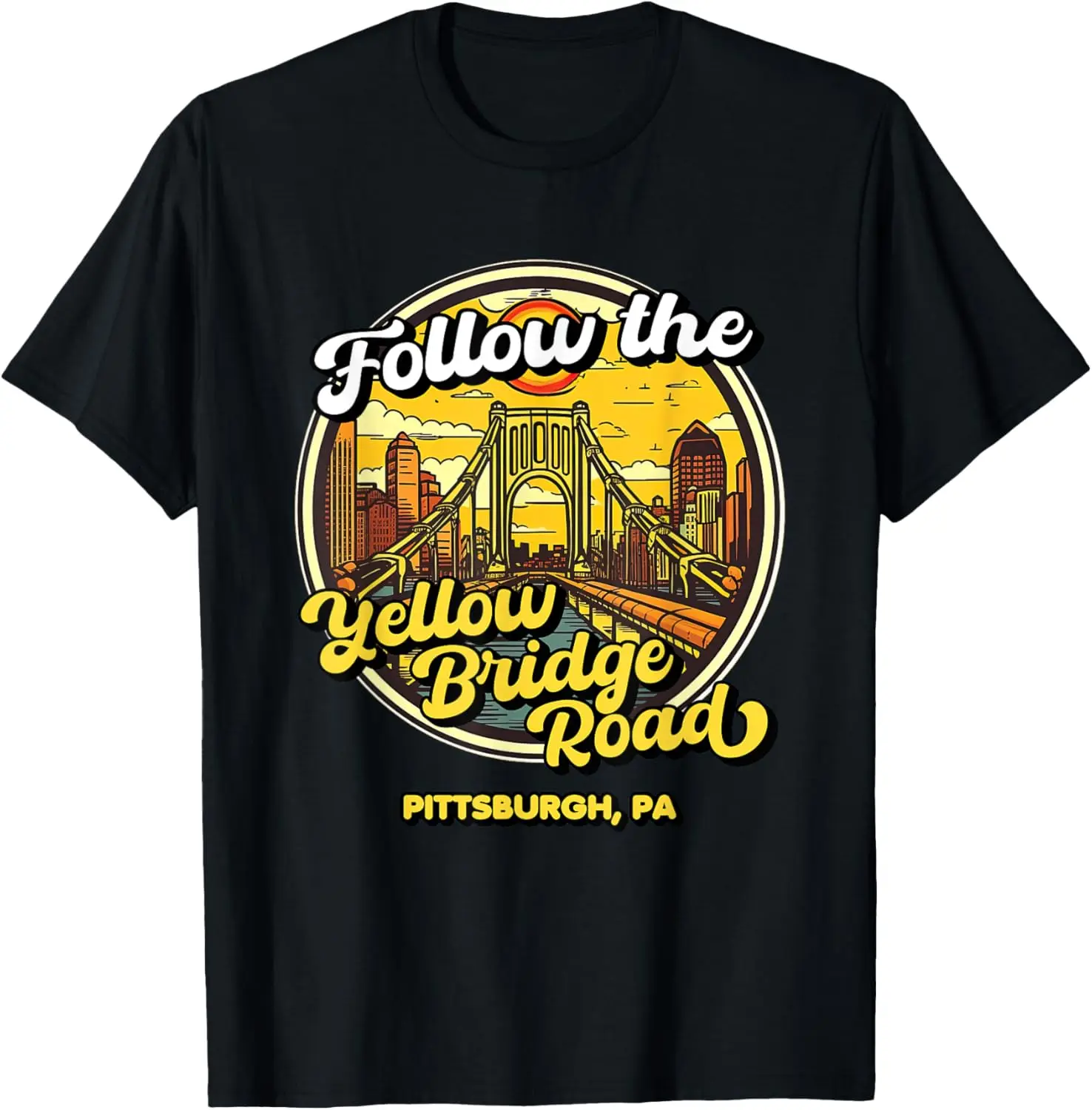 

Следуйте за желтая мостовой дорогой, футболка с фанатом Питтсбурга