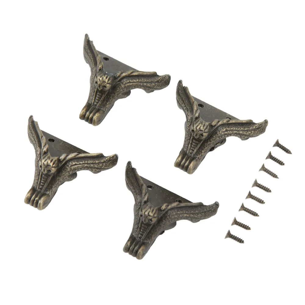 4pcs Angle code Zinc Alloy Jewelry Box Feet Vintage Sturdy Rustproof Wood Case Legs Animal Foot Retro Box Feet Toolbox