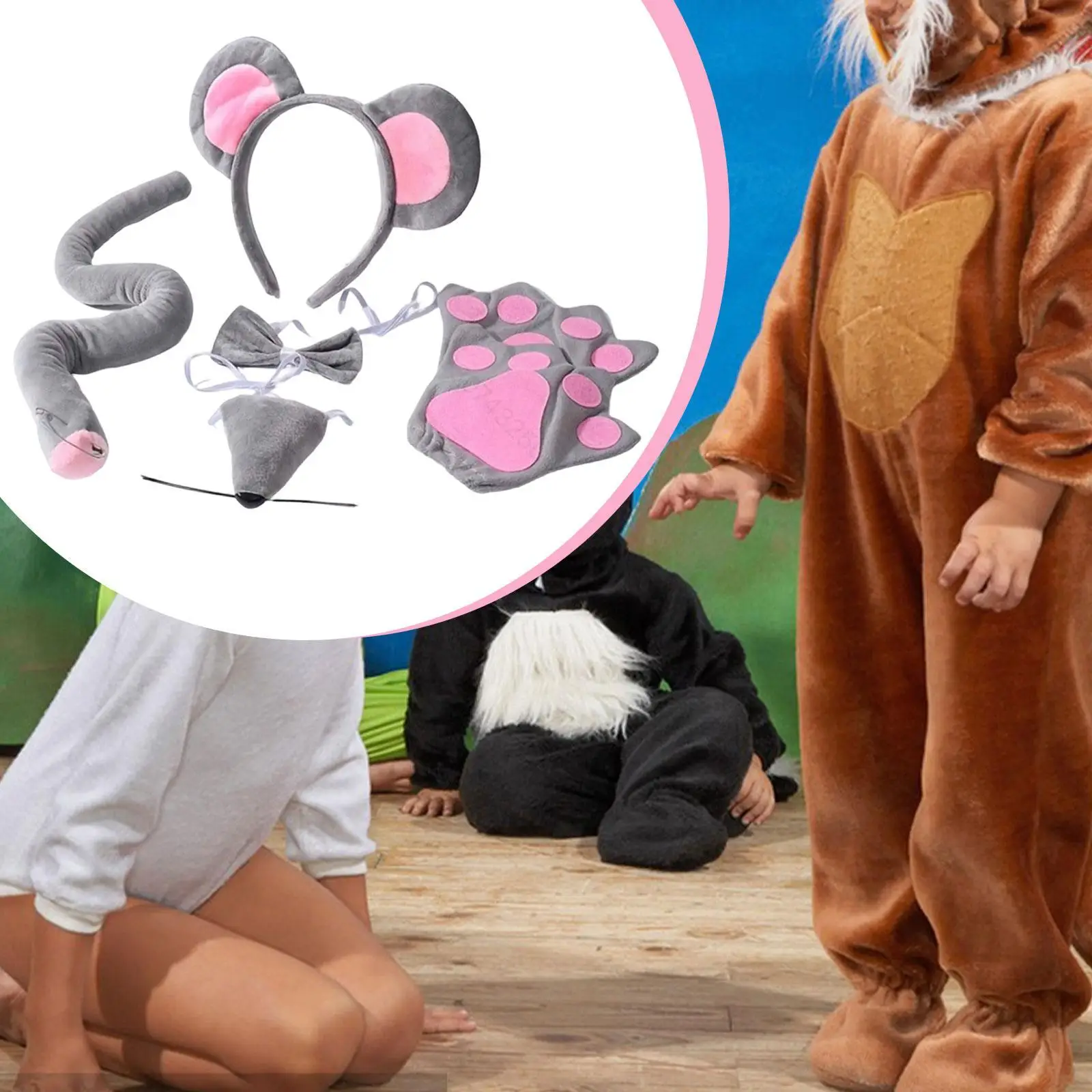 

Cute Mouse Ears Headband Halloween Cosplay Costume Animal Dress up Set for Halloween