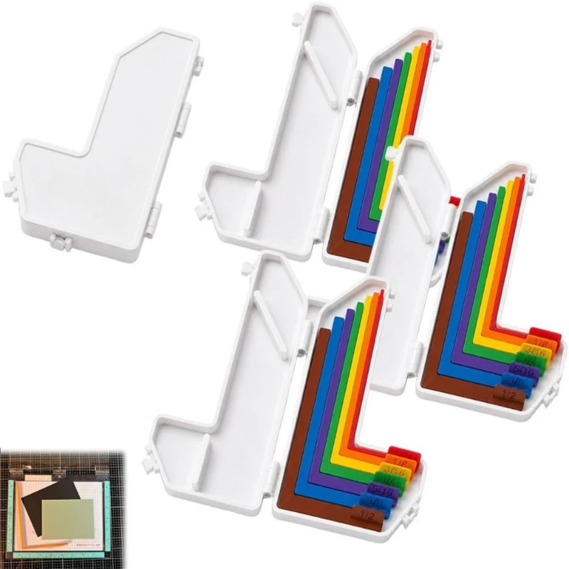 Papercraft Alignment Guide Set Includes Storage Box 7 Edge Precision Laminated Spacers Color Coded Card Making Scrapbooking DIY