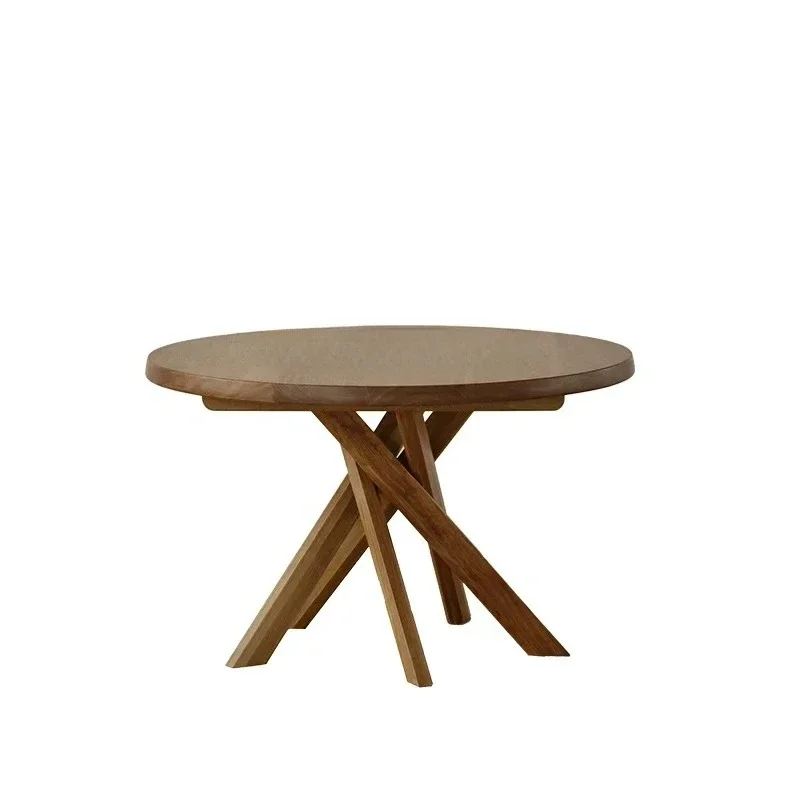 

Средневековая реплика из массива дерева, круглый обеденный стол из натурального тикового дерева, креативный дизайн, ретро, маленькая квартира, бытовой круг53