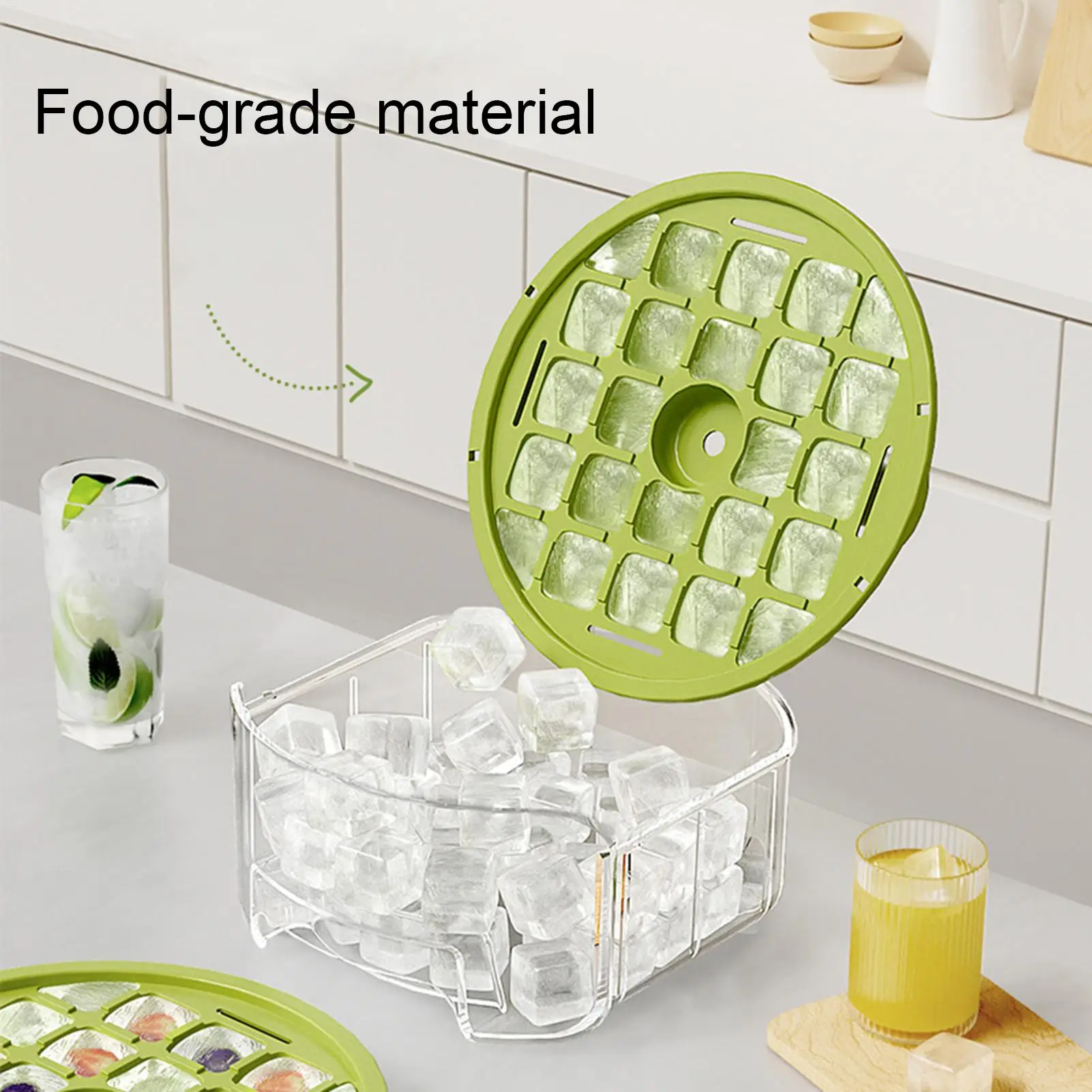 Bandejas de hielo para congelador, contenedor con asa para enfriar cubos, diseño tipo prensa, herramienta de Fabricación de hielo para cocina, Camping, Picnic, reunión