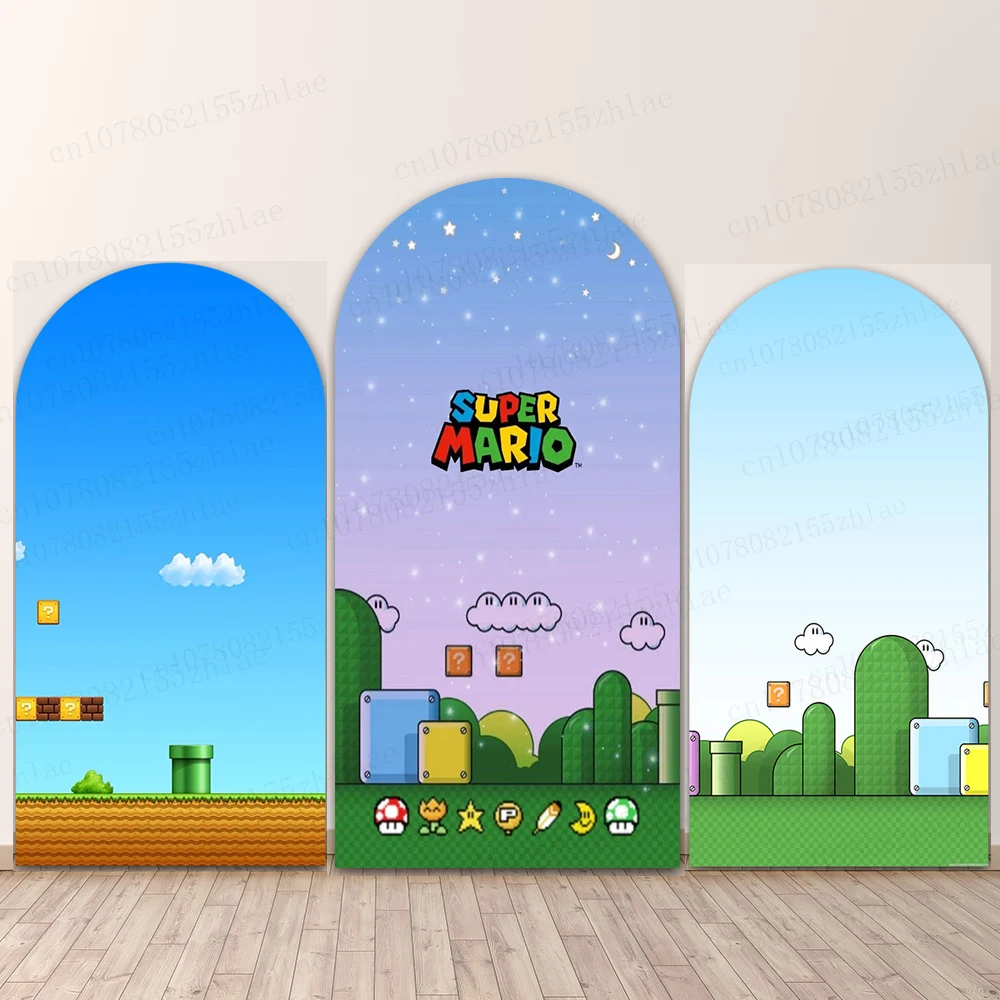 

Super Mario Birthday Party Photo Background Arch Cartoon Photography Backdrop Baby Shower Photography Backdrop