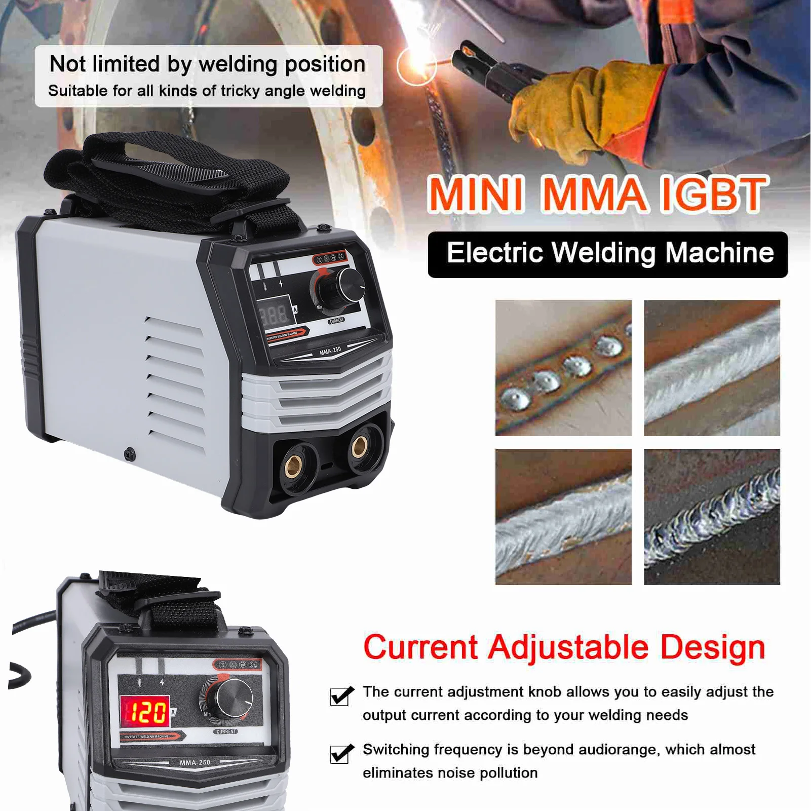 

IGBT Inverter Portable Welding Machine Mini Digital Welder 1.0-5.0mm Electrode Lightweight Compact with Cooling & Protection