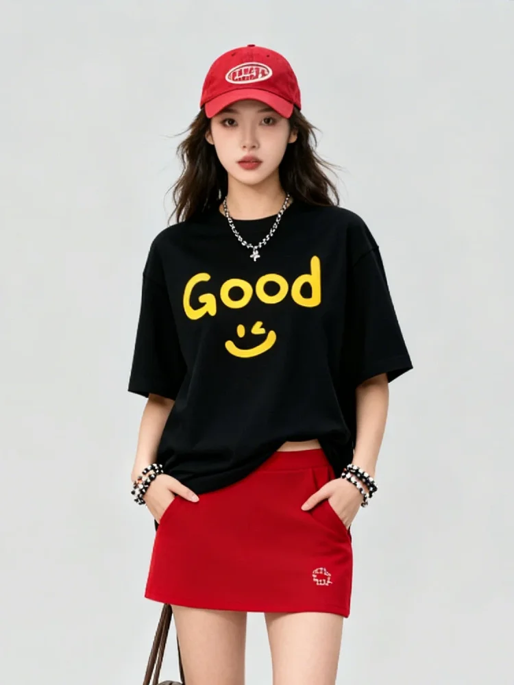 Unisex Summer Short-Sleeve T-Shirt Loose Fit Crew Neck Jackson Wang Style Graphic Tee for Men And Women
