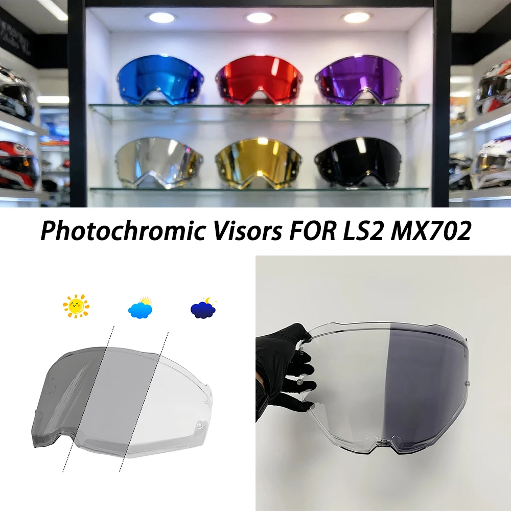 Helmet Photochromic Visor Lens Sunshield For LS2 MX702 PIONEER II