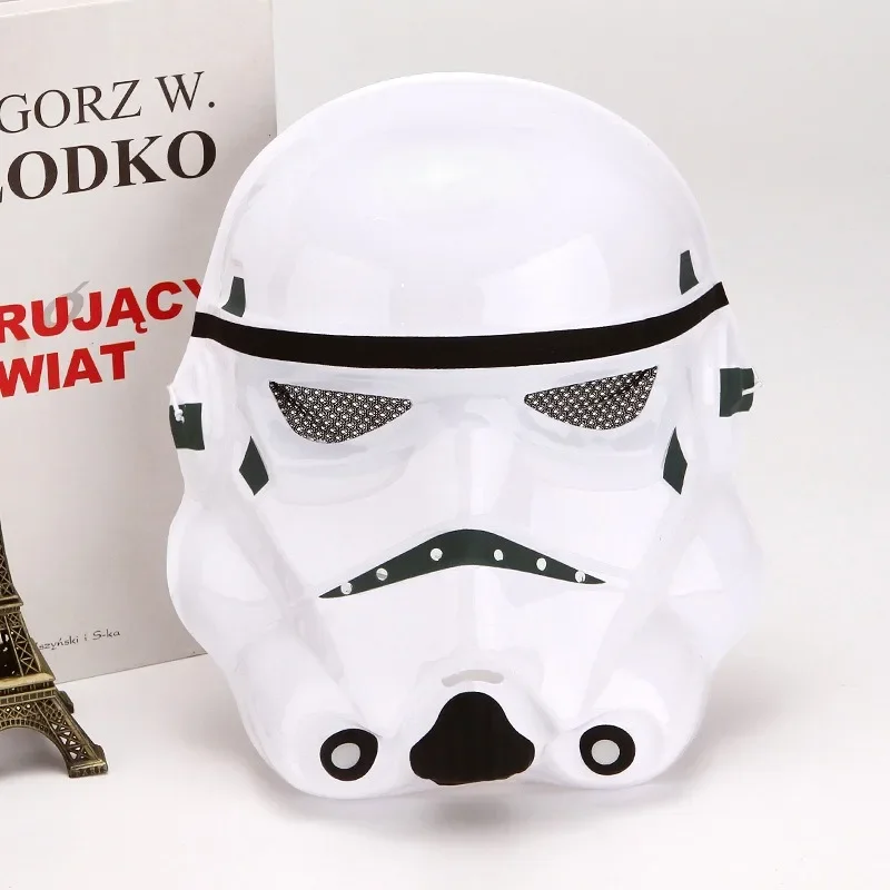 Máscara de cosplay de personagem de filme Star Wars, versão de guerreiro preto e branco, versão de guerreiro clone, ideal para festas ou como presente de aniversário.
