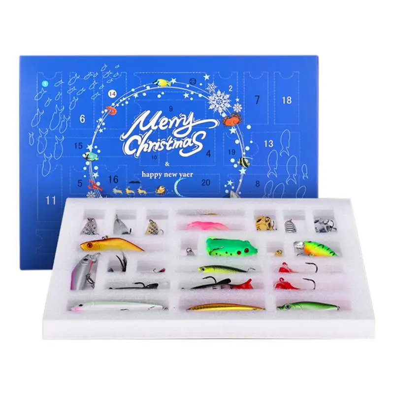 

Fishing Lure Box Advent Calendar Christmas Countdown Calendar 24 Days Fishing Lures Set Practical Christmas Fishing Fishhook