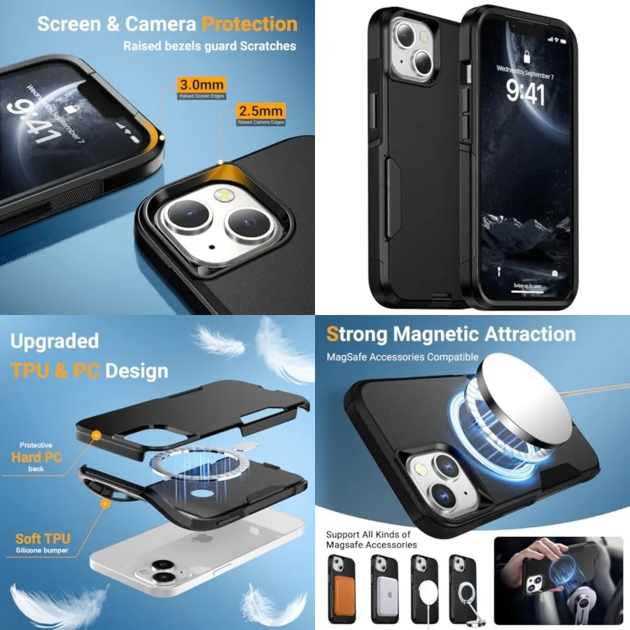 

for 13 Ca 14 Ca 15 Ca [Heavy Duty Protection][Compatible with MagSafe][Military Grade Drop Protection][Shockproof] with Non-Sli