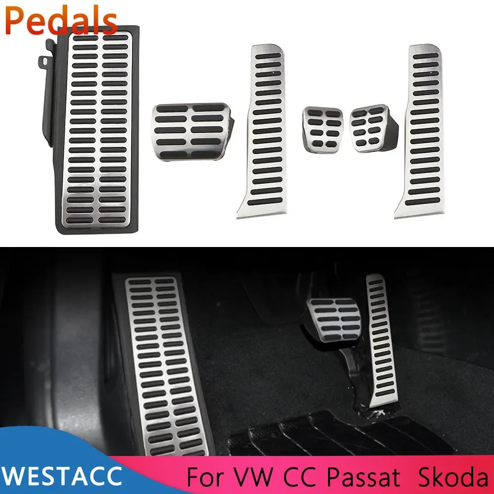 Car Pedals Cover Pad for Volkswagen VW Passat B6 B7 R36 R-line CC for Skoda Superb LHD Accelerator Brake Rest Pedal Cover