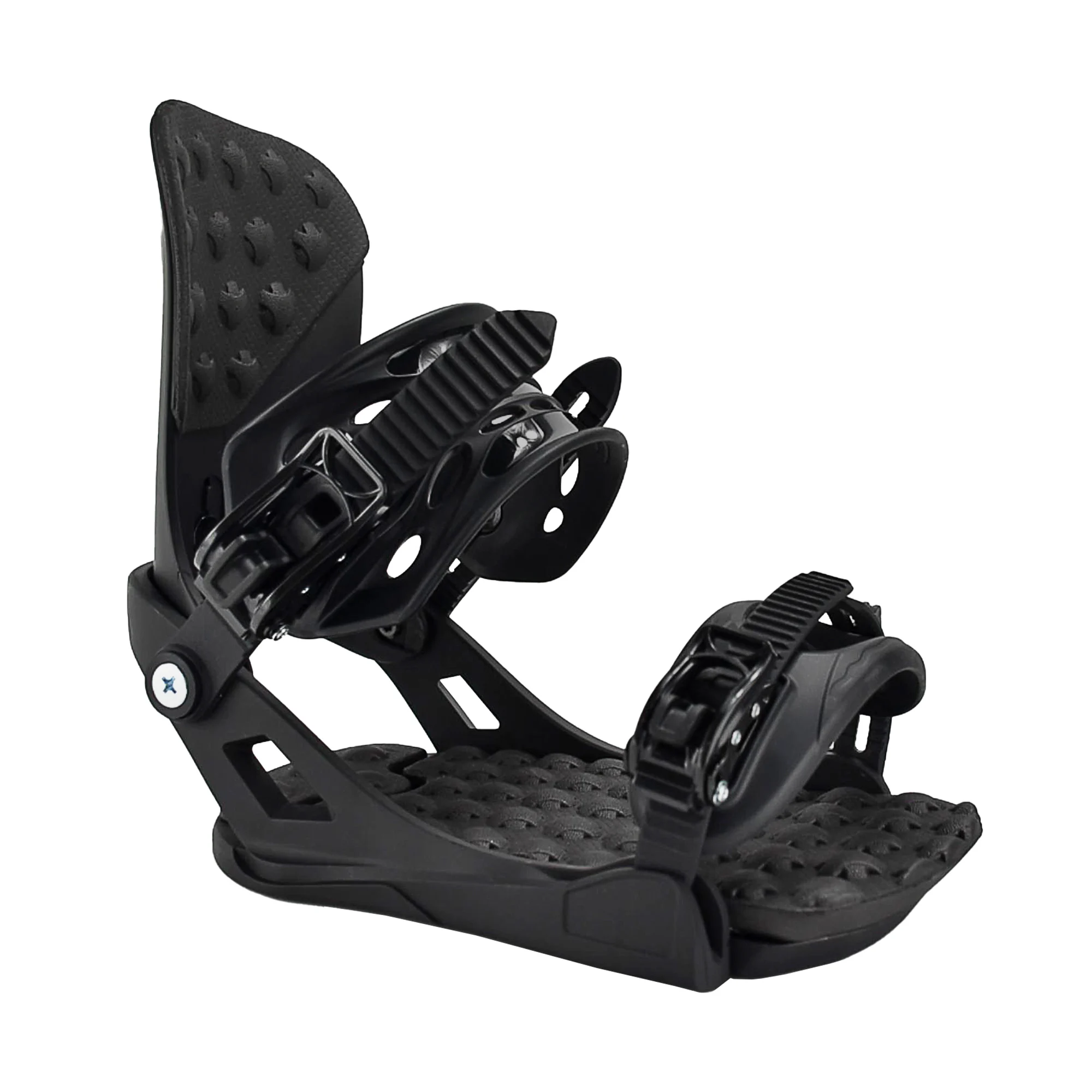 High-quality Snowboard Bindings, Featuring Nylon and Fiberglass Highbacks and EVA and Leather Straps, for Snowboarding.