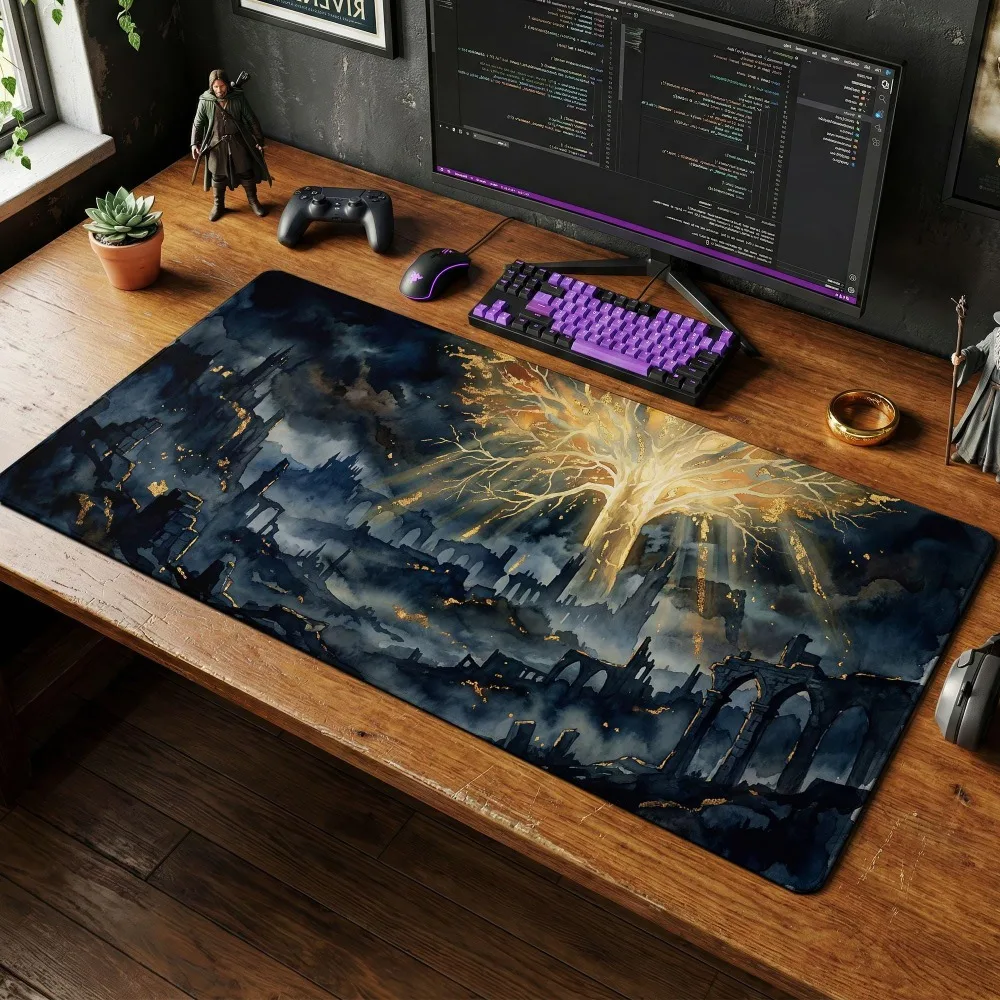Desk Mat, Dark Fantasy Mouse Pad, Soulsborne Gaming Setup Decor alfombrillas para escritorio teclado mecânico