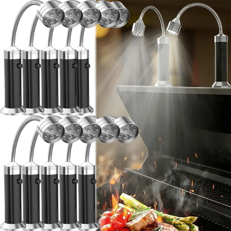 

Магнитный светодиодный фонарь 2/1x для барбекю с гибким кронштейном, портативный, всепогодный, на магните, для улицы, для ремонта автомобилей, регулируемый на 360 градусов