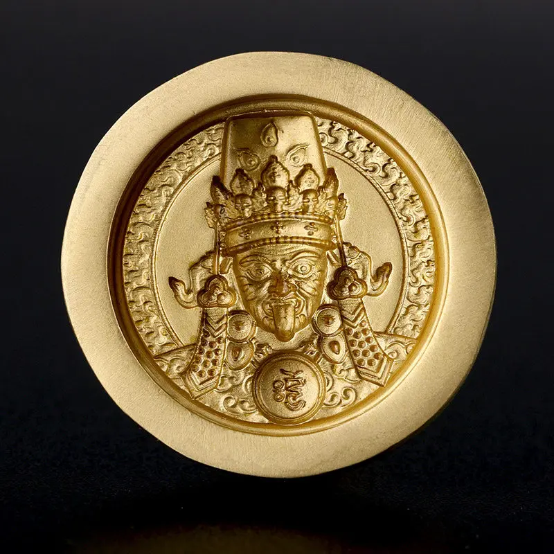 Brass Zaki Lhamo Tsa Tsa Mold Hand Polished Buddhist Deity for Clay Relief Projects, Religious Handicraft Accessory