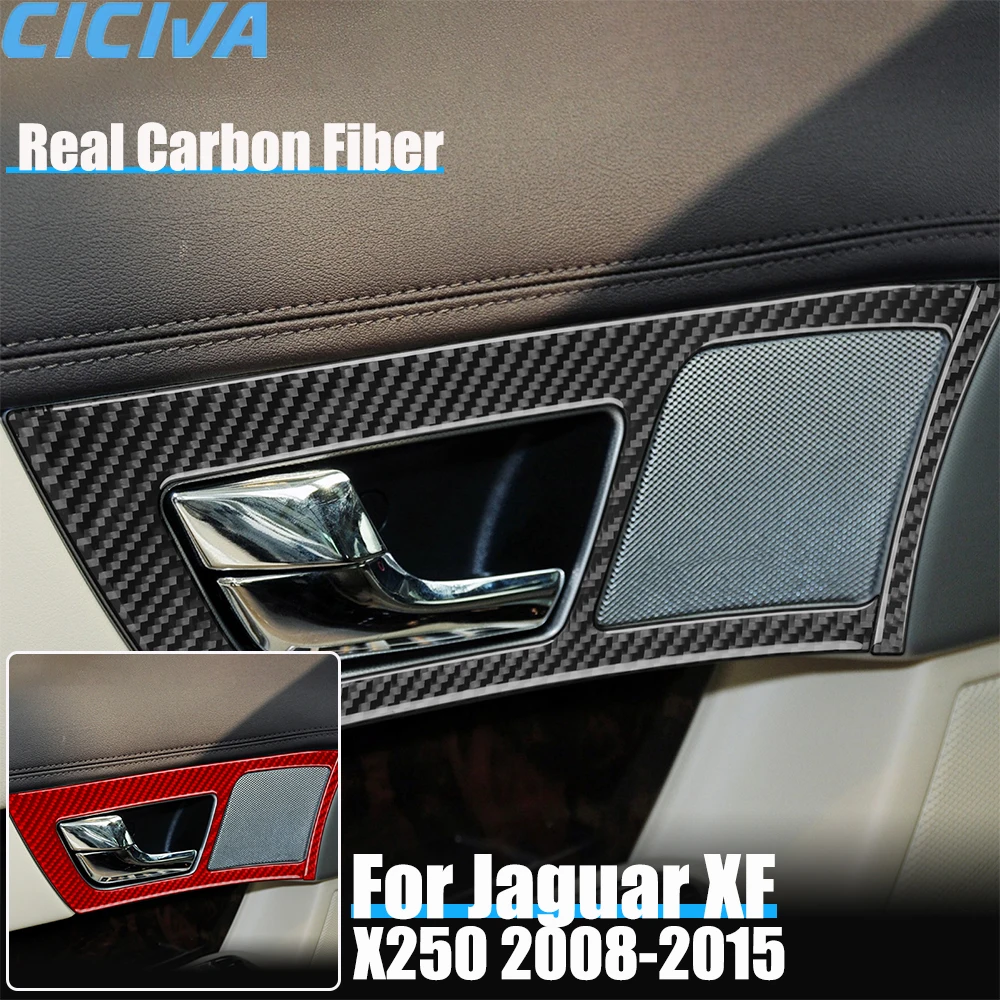 

Real Carbon Fiber Car Accessories Front Door Handle Frame Decorative Trim Cover Soft Sticker For Jaguar XF X250 2008-2015