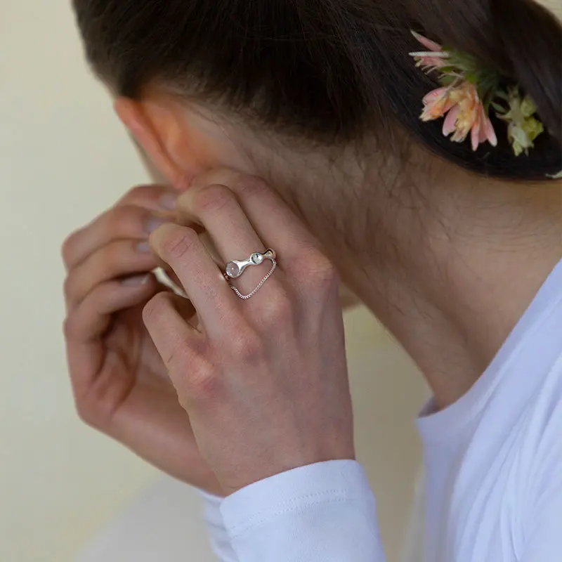 XIYANIKE Letnie Pierścionki z Cyrkoniami Otwarty Łańcuszek na Palec dla Kobiet Dziewczyn Nowa Koreańska Moda Trendy Biżuteria Prezent na Imprezę кольцо ж — zdjęcie 4