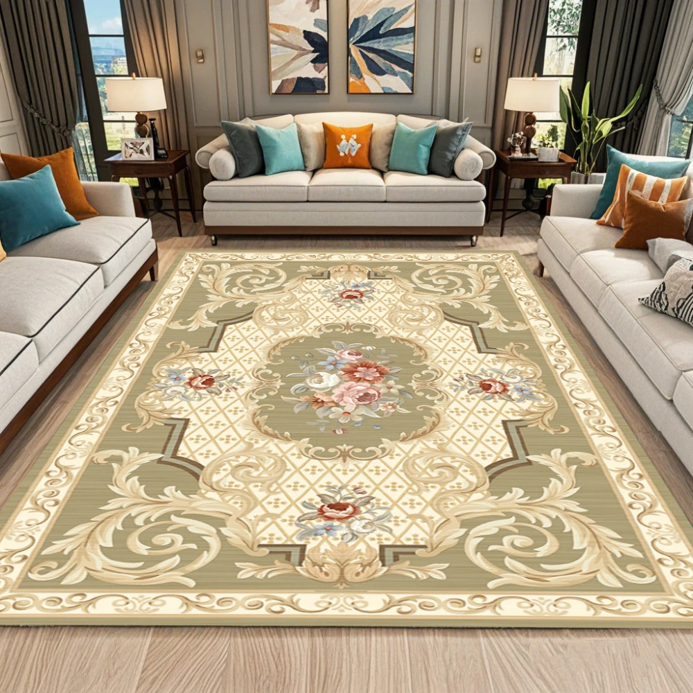 Royal Flower Palace Carpet Ornate Botanical Rug for Living Room Bedroom Floor Mat Luxurious Home Decor Traditional Pattern