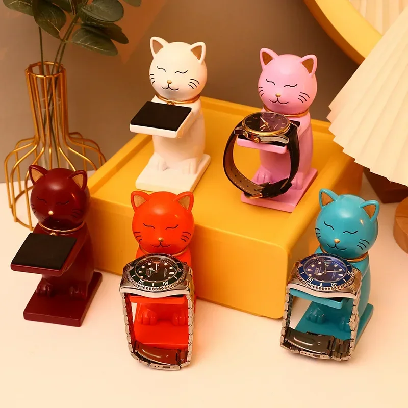 Geschenk ideen Katze Apfel Uhr Stand Unterstützung Desktop kreative Cartoon Apfel Uhren Halter Lagerung Display Basis Zubehör für Männer