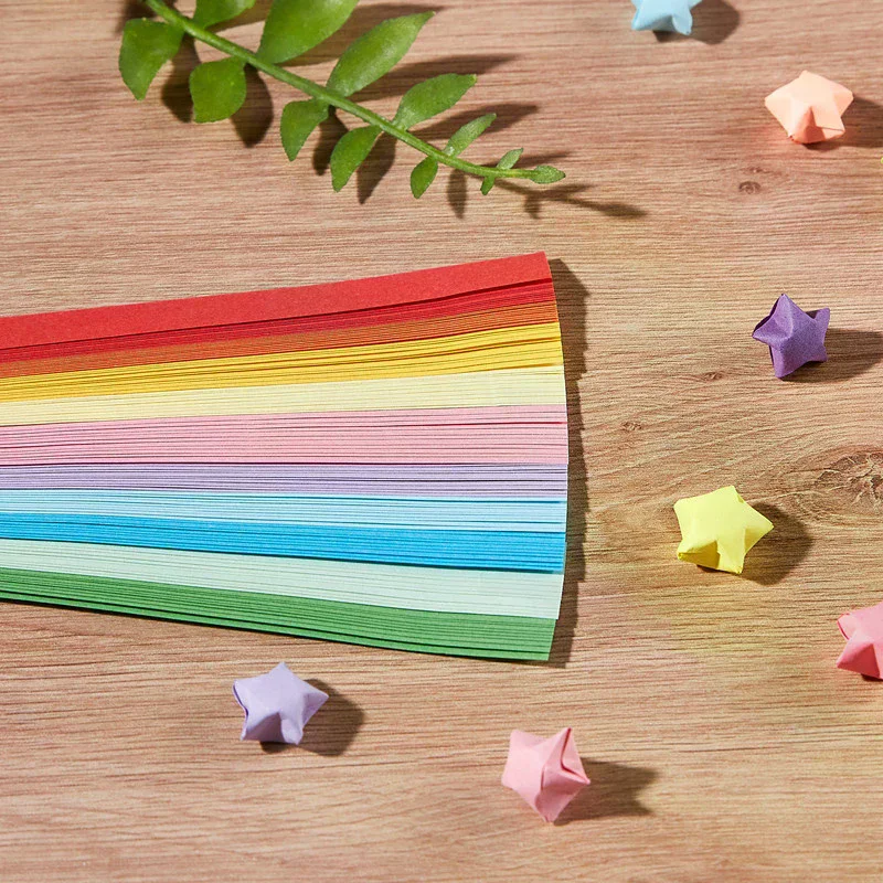 540PCS Gradient Color Star Origami Paper Art Craft Paper DIY Handmade Star Paper Strip Double Side Ucky Stars Folding Paper
