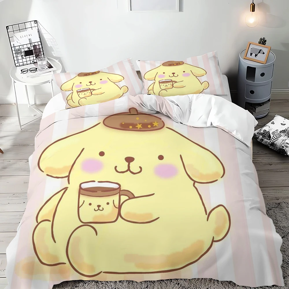 

Пододеяльник Pompompurin, 2 шт./3 шт., полный размер, одинарное, двойное постельное белье, наволочка, пододеяльник, Комплект постельного белья, детский подарок