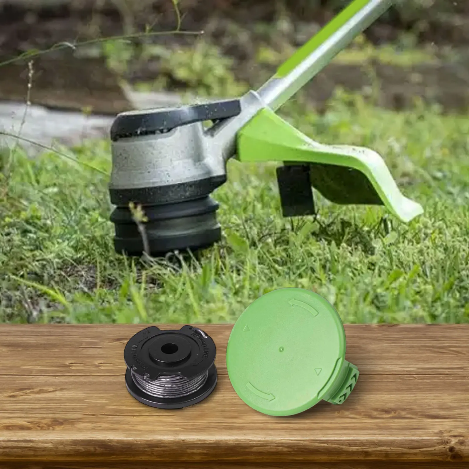 ABS Spool and Protective Cover Cap for Greenworks 21287 24V Trimmer with 6 Meter Pre-Wound 1.5mm Nylon Cutting Line