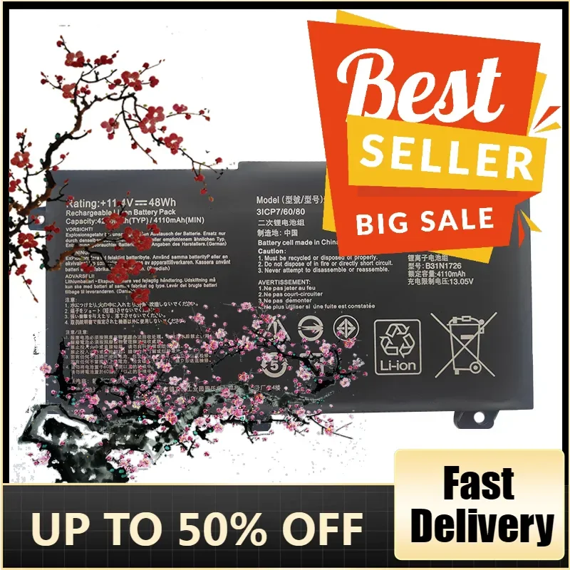 

【Fast Delivery】11.4V4240mAh B31N1726 Battery For ASUS FX80GE/GM FX86FE/FM FX504 FX505 Laptop Battery