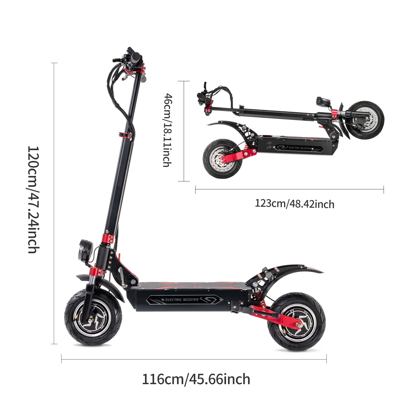 3200W Electric Scooter With Seat 52V 28AH 36MPH Folding EScooter For Adult 90-110KM Range 10'' Vacuum Tires EScooter With APP