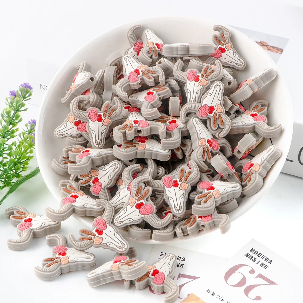 6 قطعة جديد بقعة الثور رئيس سيليكون البؤري الخرز لصنع المجوهرات Keychain بها بنفسك المفاتيح القلم قلادة سوار اليدوى اكسسوارات #3