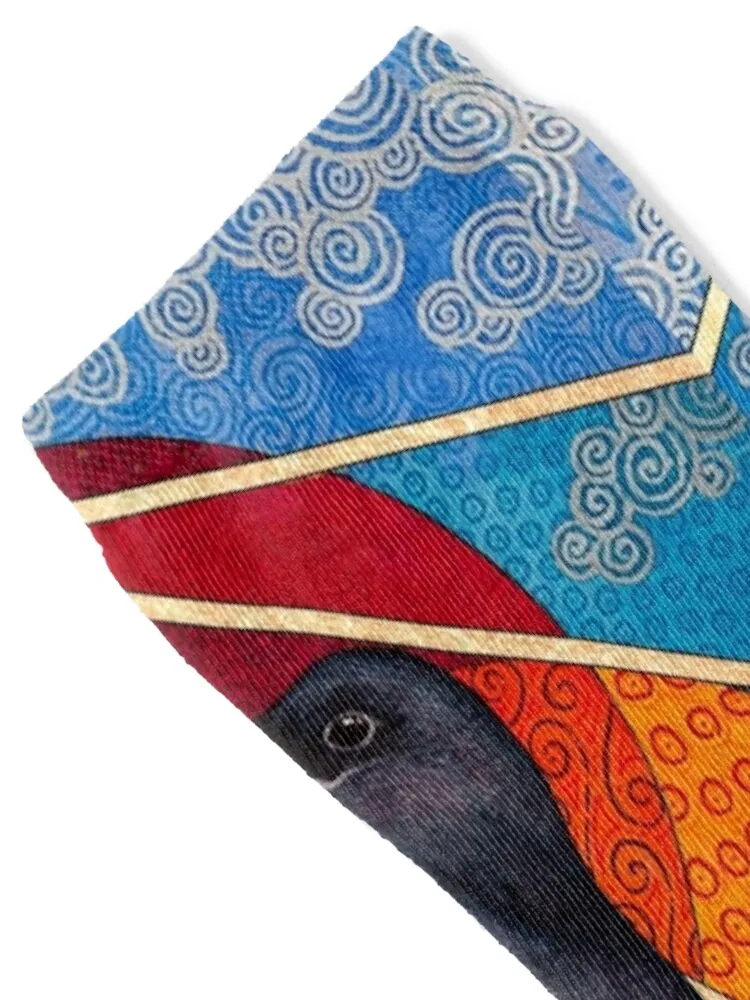 Mixed media occult tarot magpie painting Socks custom gym Rugby japanese fashion Woman Socks Men's