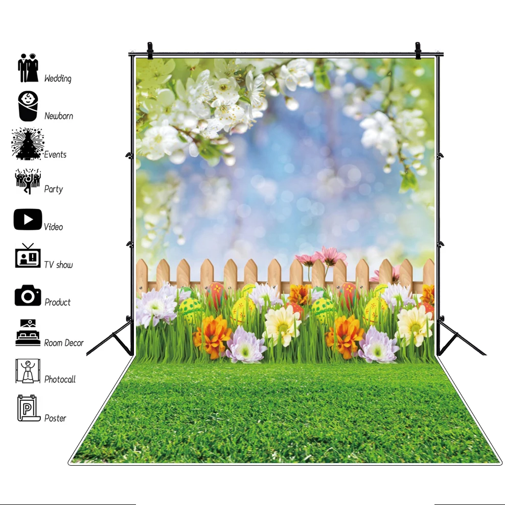 عيد الفصح سعيد التصوير خلفية الربيع الزهور الخضراء الحديقة الملونة البيض الأطفال صورة حفلة صور خلفية ملصق