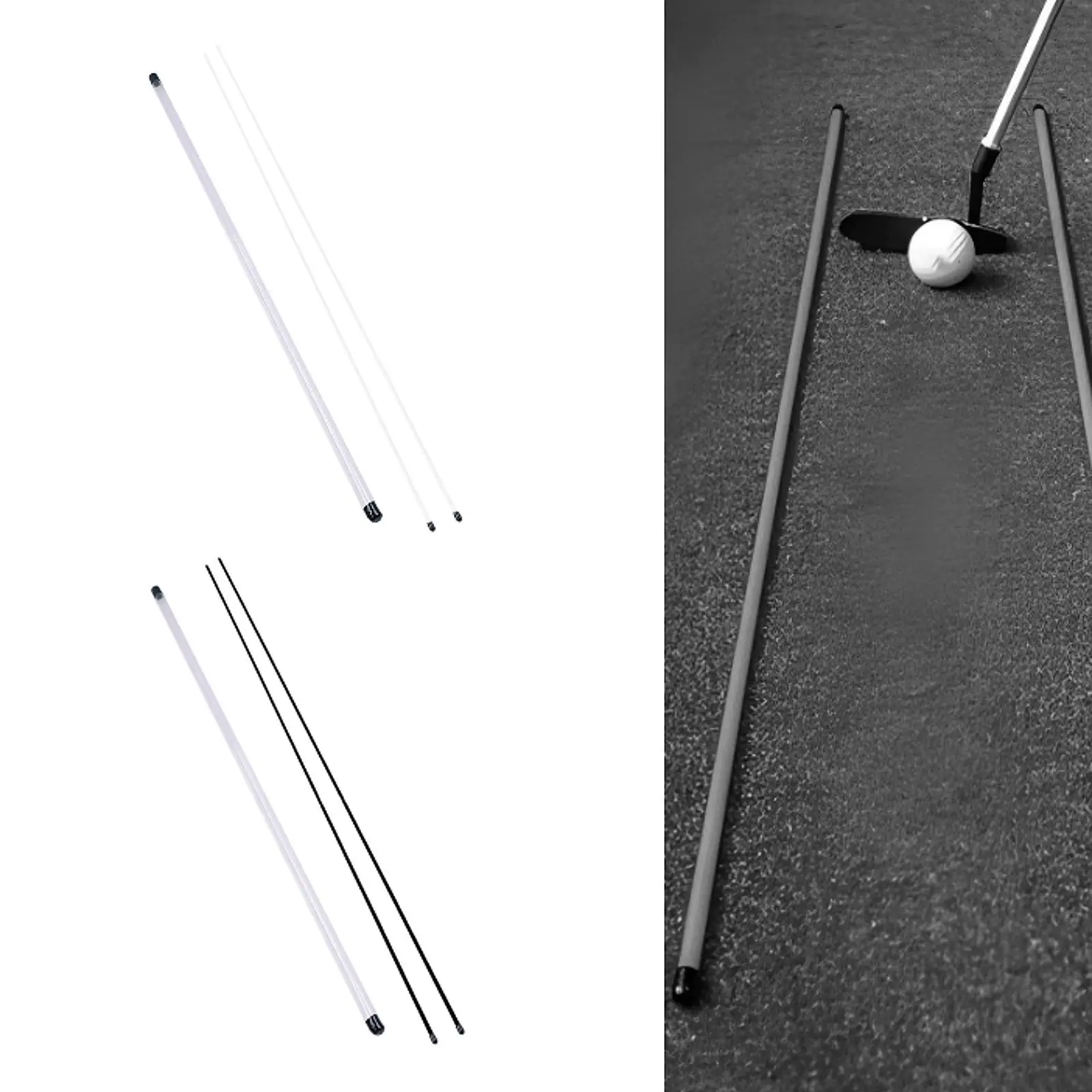 2x Golf Alignment Sticks 48 inch Swing Train with Clear Storage Tube Golf Training Equipment