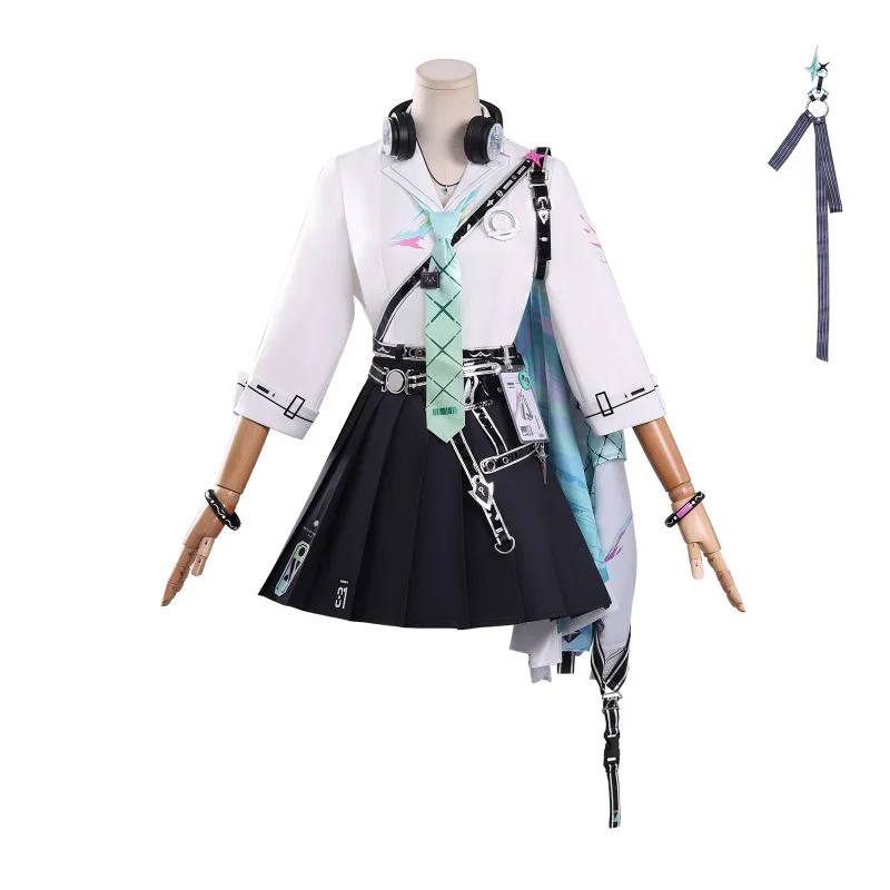LYNAE Costume Game Wuthering Waves Cosplay White Shirt Coat Skirt Uniform JK with Accessories Full Set for Women Theme Party view 3