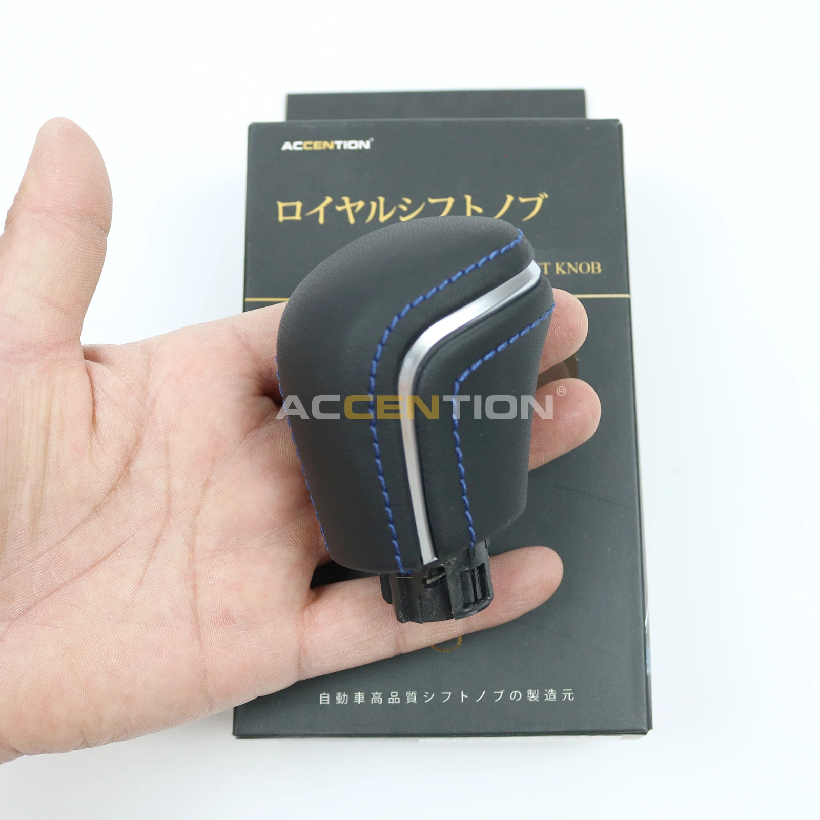 Black Leather Blue Line Gear Shift Knob For Toyota Corolla Levin Camry 2018-2021 XV70 V70 Avalon 2018 2019 2020 2021 2022
