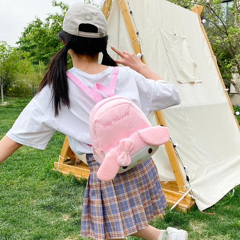Kuromi Cinnamoroll & My Melody Plush Backpack Adorable, Large-Capacity, Kawaii Design - Soft Cartoon Characters image 3