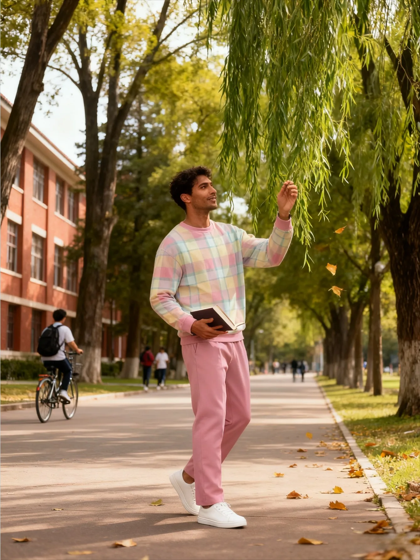 طقم بغطاء للرأس عصري مطبوع رقميًا للرجال مكون من قطعتين